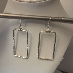 Elegant 925 Silver Rectangle Hoop Earrings